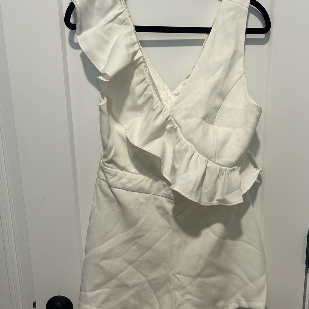 Elegant White Ruffle Romper